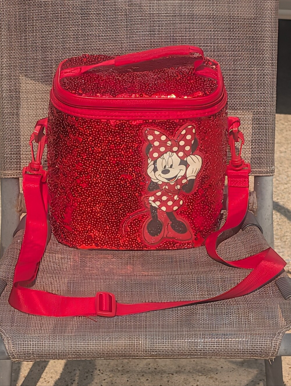 Disney Store Minnie Mouse Lunch Box Tote Red Sequin